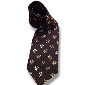 Hugo Boss Black Cream Floral Silk Tie